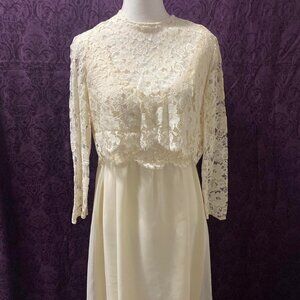 Vintage cream empire waist wedding dress